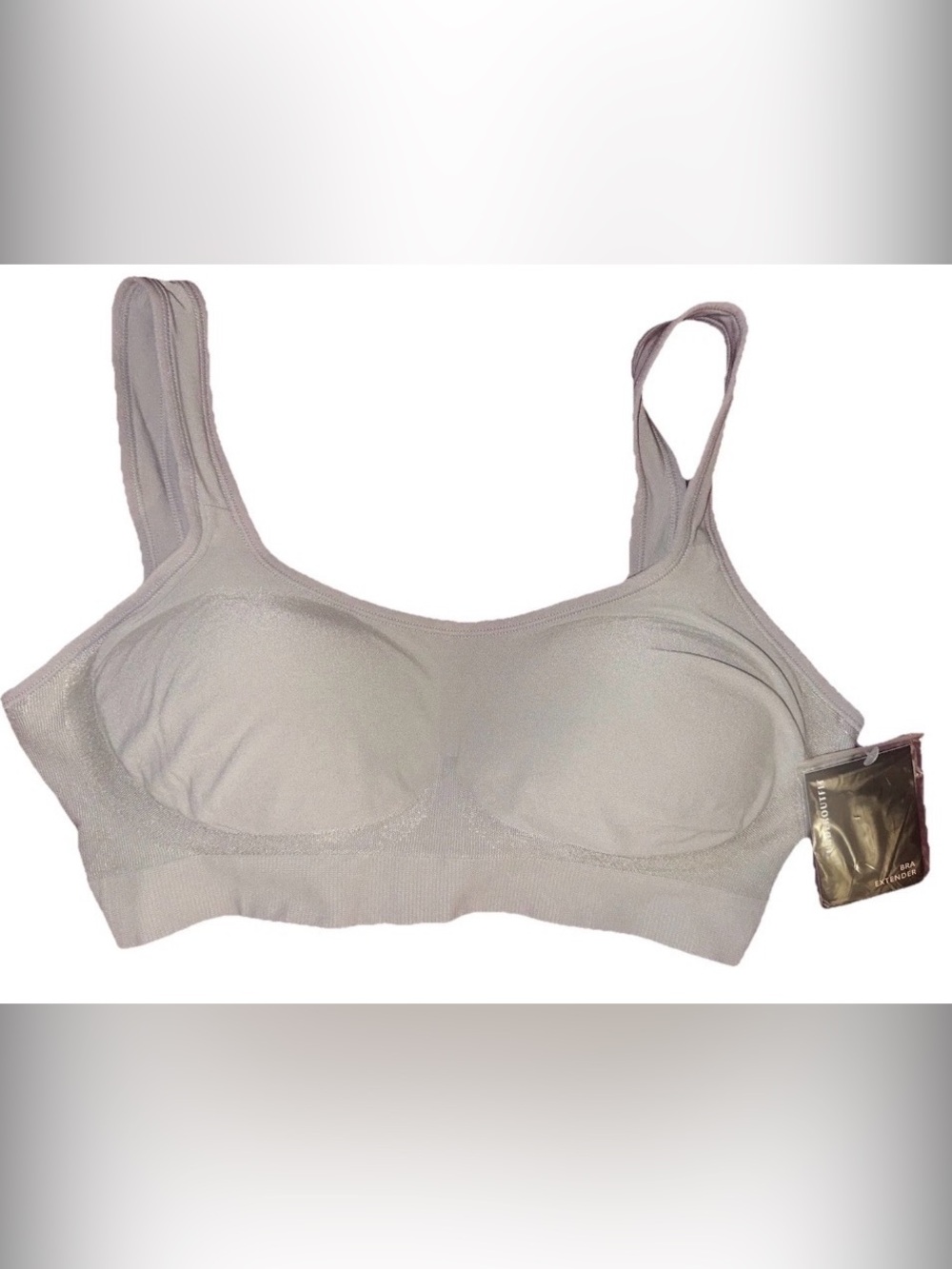 Women’sSeamless Gray Underoutfit Size L NWT Wireless Bralette with bra extender